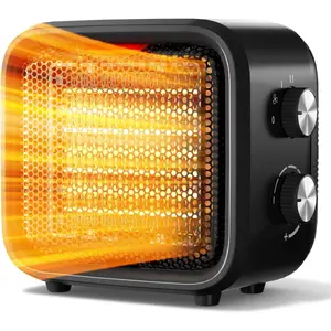 Small Space Heater, 1500W Mini Desk Heater for Office, Portable PTC Ceramic Heater with Thermostat, 2S  Heating, Safe & Quiet for Bedroom, Bathroom, Under Desk & Indoor Use