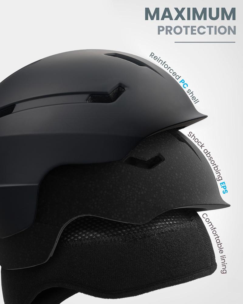 [Multi-Color Options]Adult Snowboard Helmet - Durable PC Shell, EPS Foam & Ventilation System - Unisex Ski Helmet in Matte Black, Gray & White for Men, Women & Youth
