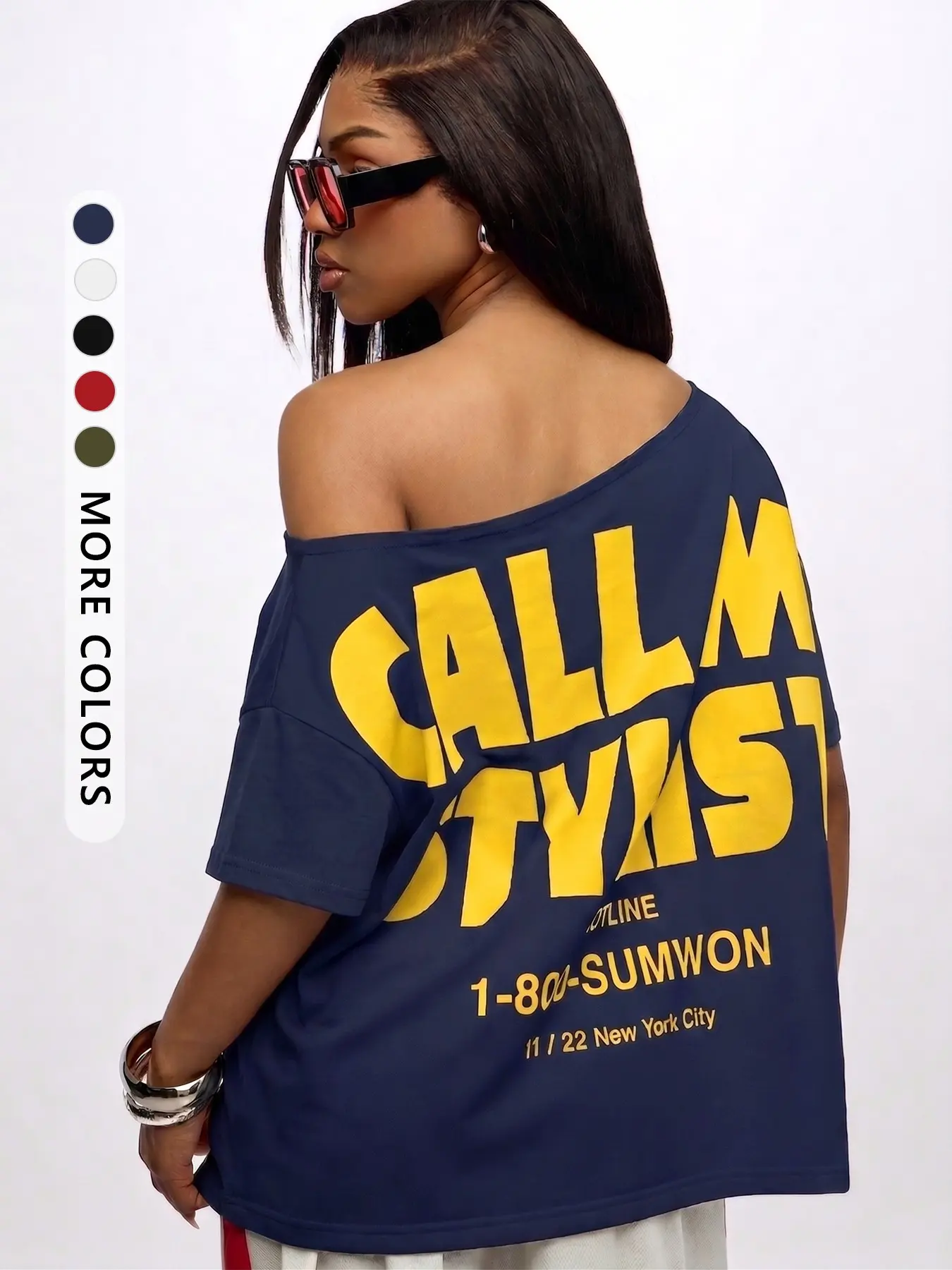Vintage Streetwear Letter Statement Casual Sexy Off-Shoulder Oversized Loose Baggy T-Shirt Top for Women, Denim Style Animal Print, Perfect for Summer Daily Wear, Parties, Gifts