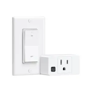 Remote Control Outlet, Decorator Rocker Wall Switch, 200FT Long Range Wireless Light Switch, Mini Remote Outlet Plug, 15A/1875W High-Power for Lamps, Lights, Household Appliances, ETL Listed