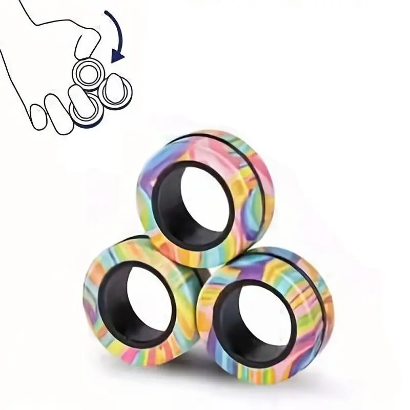 Stress Relief Ring Set, Magnetic Finger Rings, 3-Pack, Fun Fidget Toys, Perfect Birthday Gift, Wedding Party Accessory, Holiday Decor, Stress Relief Fidgeting, Stress Relieving Accessory