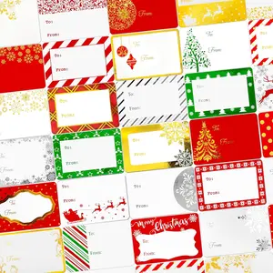 160 Pack Christmas Name Tag Stickers Present with  &  Foil, 3"x2" 32  Patterns of to from Christmas Labels  for , Adults, Family, , and Business.