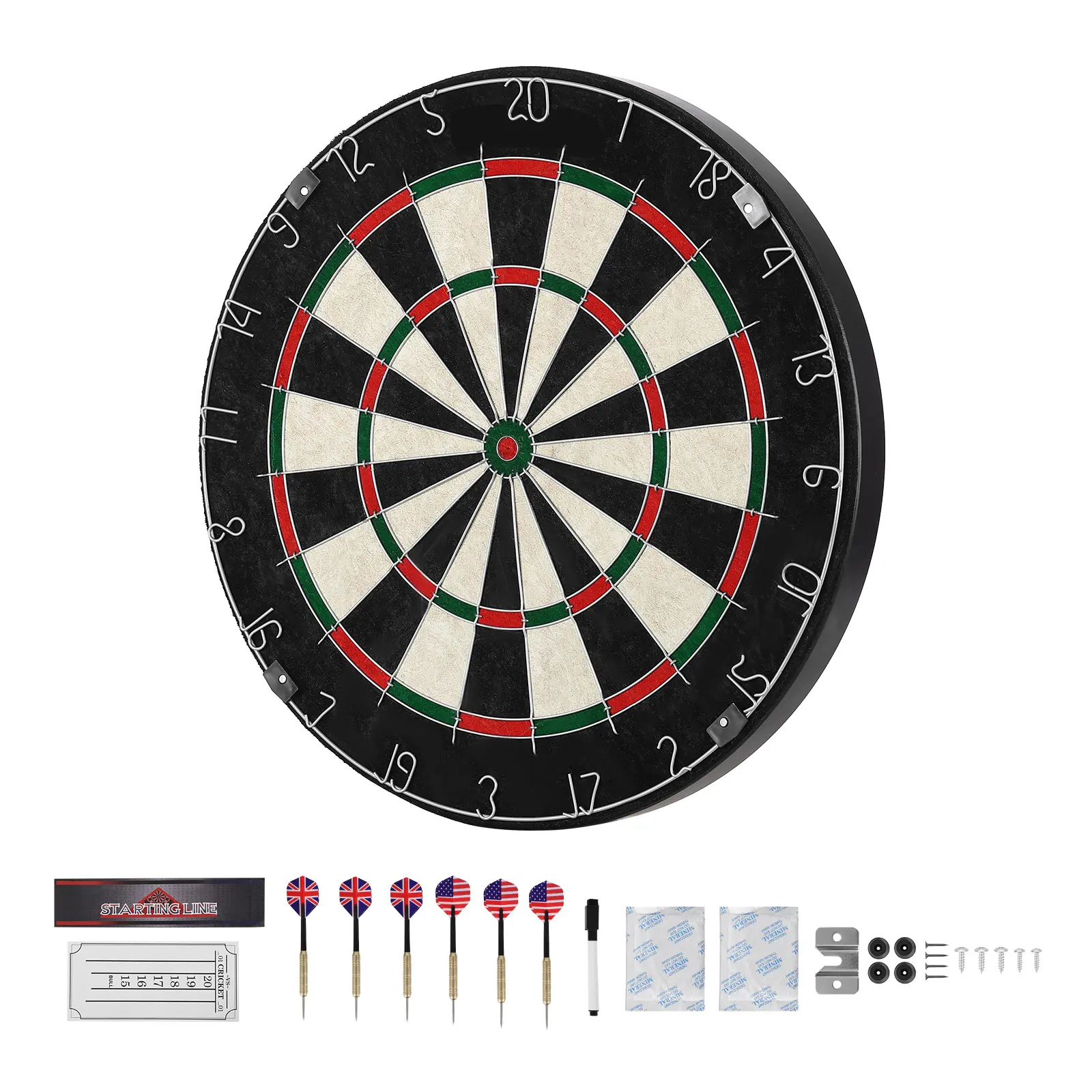 Dartboard with 6 Darts & Scoring Kit, Self-Healing Sisal Fiber Construction, Easy to Use & Install, For Home Party Game Rooms