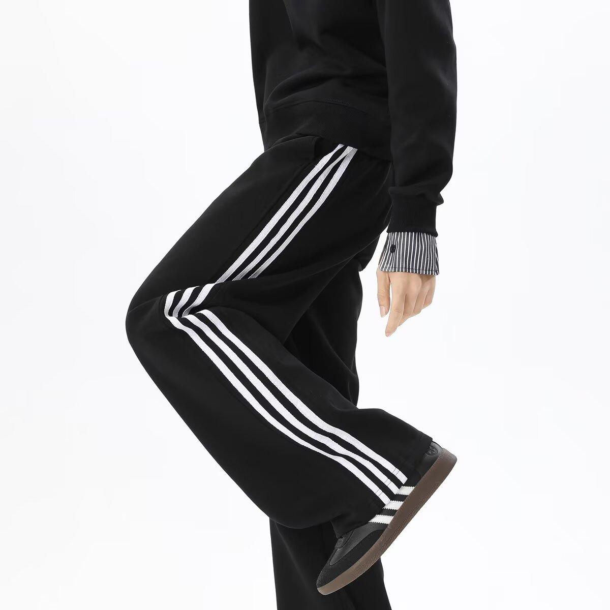 YYK Brand: Men's American Retro Casual Pants - 3-Stripe Design with 3D Waistband Trim; Spring/Autumn Straight-Leg, Loose-Fit Athletic Sweatpants