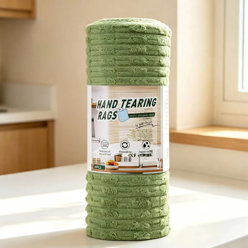 20-Pack Antibacterial Tear-Off Cleaning Cloths, Dual-Use Reusable Lint-Free Microfiber Cleaning Towels, 10x10 in Cleaning Supplies for Home Goods Kitchen & Car