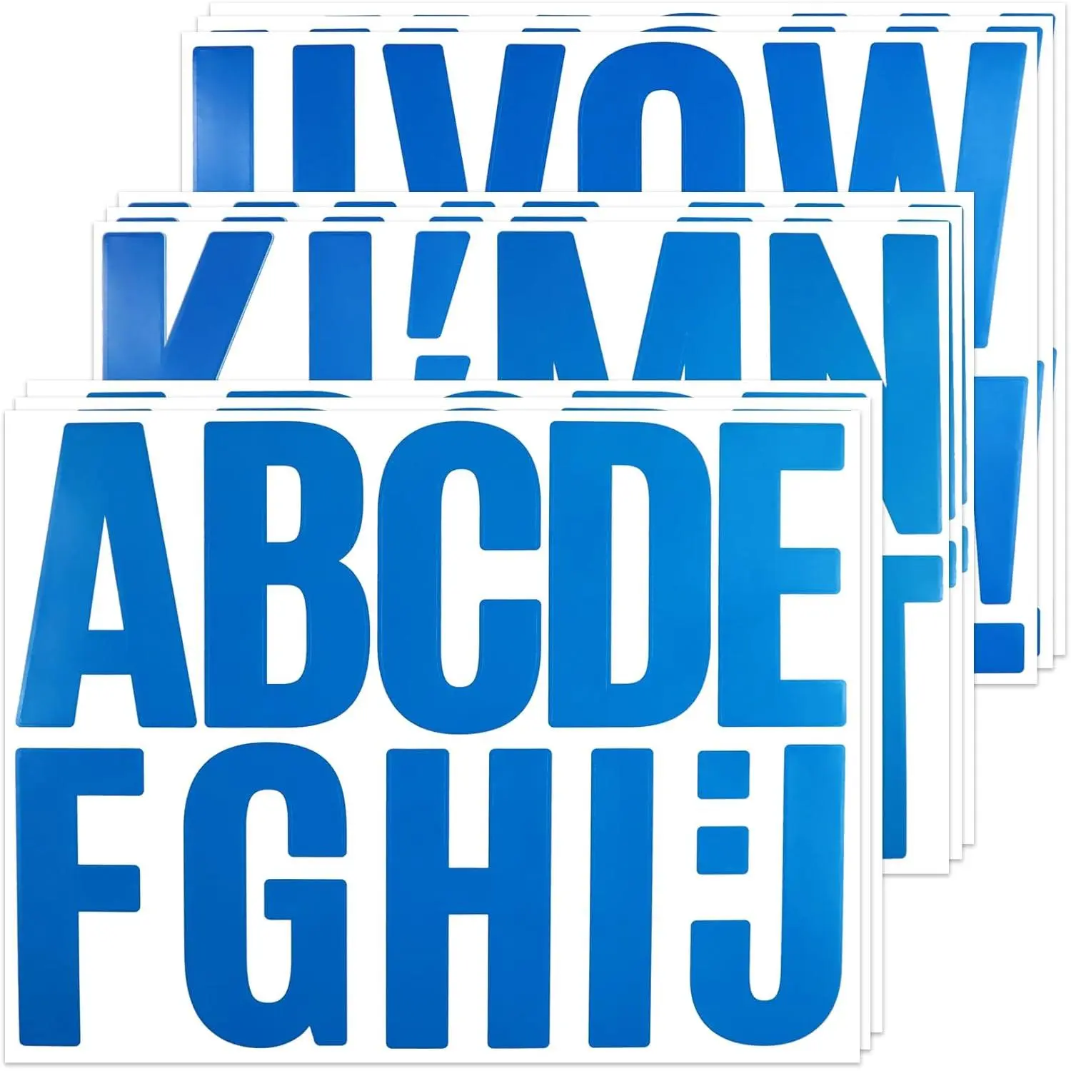 102 Large Alphabet Stickers, 9 Sheets 4 Inch Self-Adhesive Vinyl Letters Sticker  for Mailbox, Door, , Windows, Suitable for Indoor and Outdoor - Blue