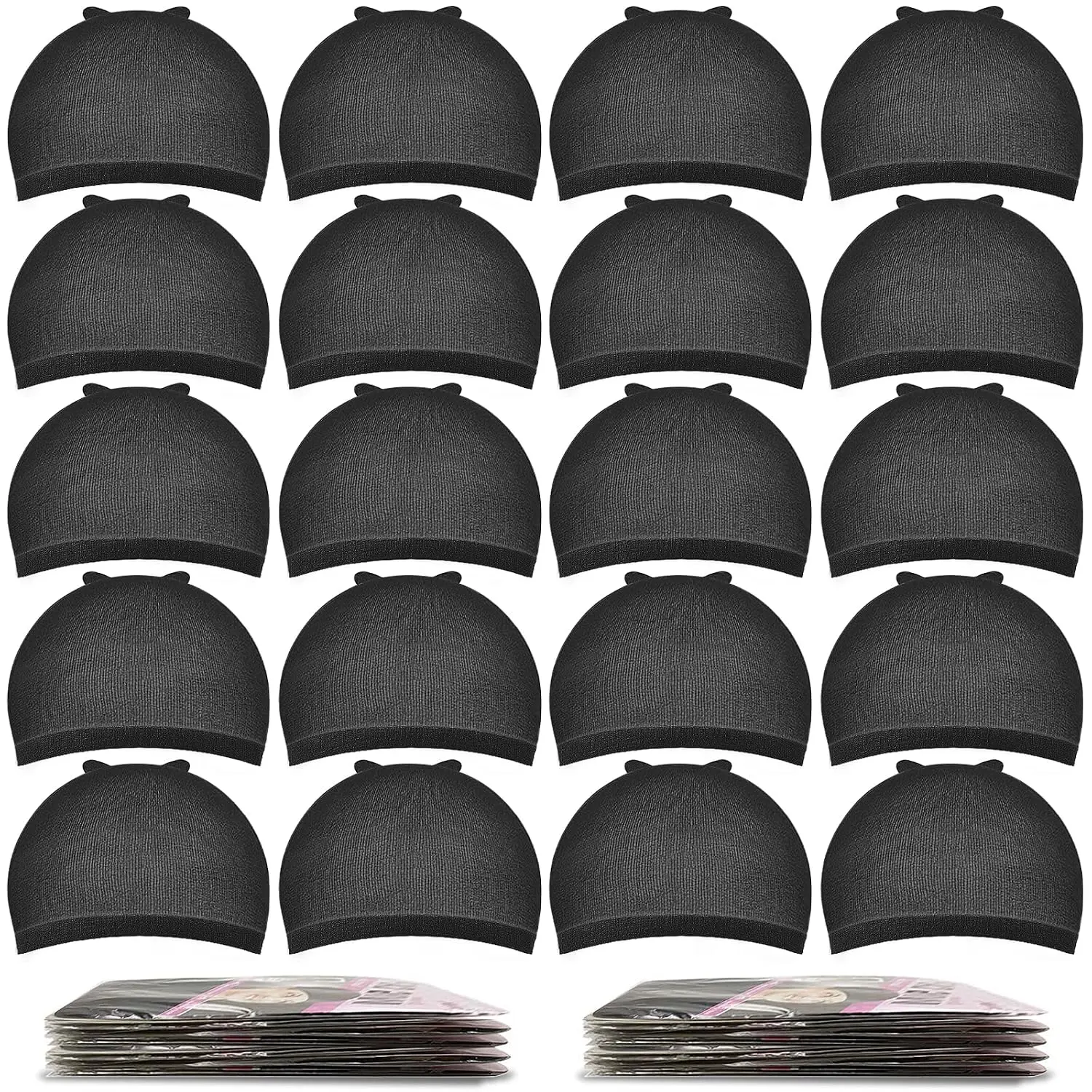 20 count Wig Caps for Women, Stocking Caps for Wigs, Non Slip, Black | 20 count 10 Pack, Nylon, Washable, Ideal  Hair, , Under Hats, Halloween