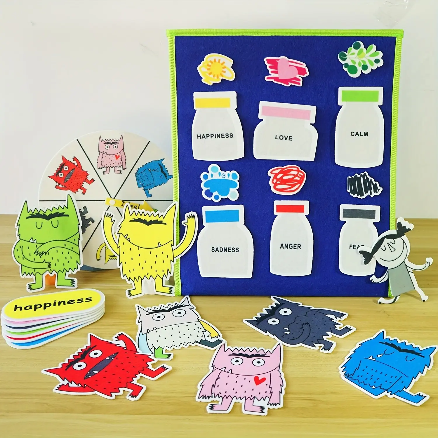Toddler Emotion Learning Game Set, Felt Mood Monster Kit, Interactive Classroom Tool, DIY Craft Materials, Social Emotional Skills, DIY Craft Kits