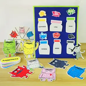 Toddler Emotion Learning Game Set, Felt Mood Monster Kit, Interactive Classroom Tool, DIY Craft Materials, Social Emotional Skills