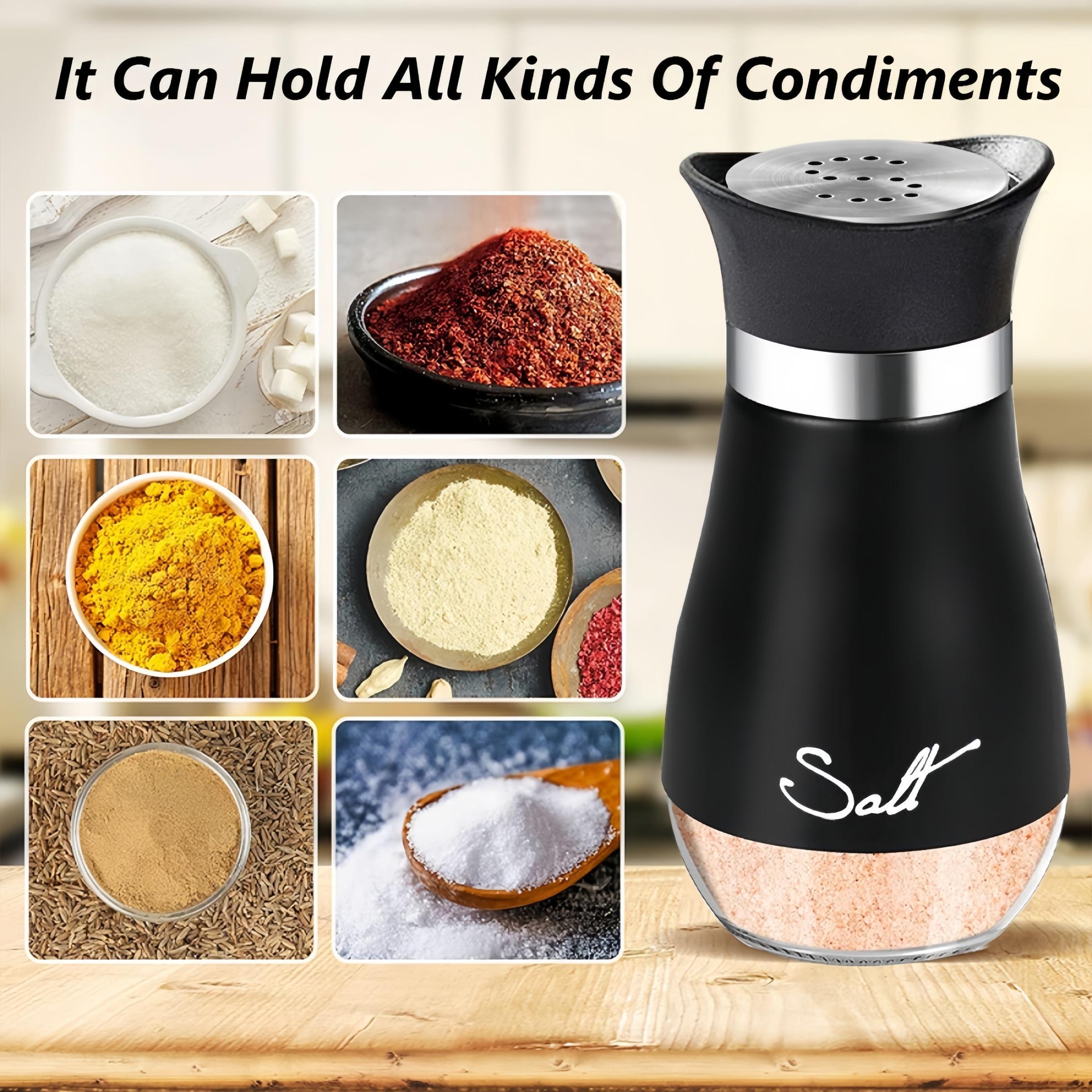 Stainless Steel Salt & Pepper Shaker Set, 2 Counts/set Glass Bottle Salt Container, Cooking Seasoning Utensils for Kitchen, Dining Table, Caravan, Camping, BBQ, Kitchen Gadgets