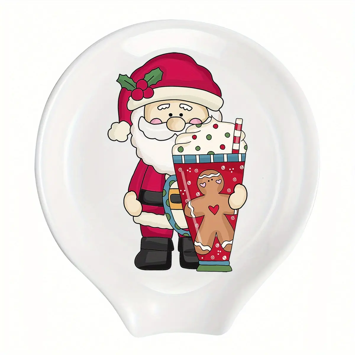 Christmas Santa Coffee Spoon Rest Ceramic Spoon Holder Cafe Bar Accessories, Funny Stove Top Countertop Kitchen Accessories Christmas Thanksgiving Gift for Coffee Lovers, Christmas Holiday Xmas New Year Gift