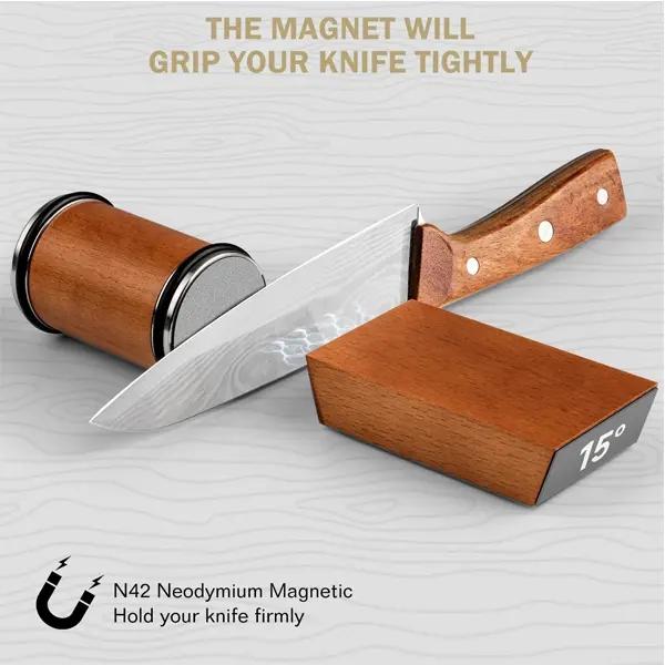 Rolling Knife Sharpener - Perfect Edge Every Time with Kitchen Knife Sharpener  - Knife Sharpening Kit - Knife Sharpener Roller with Magnetic Holder with 20 Degrees