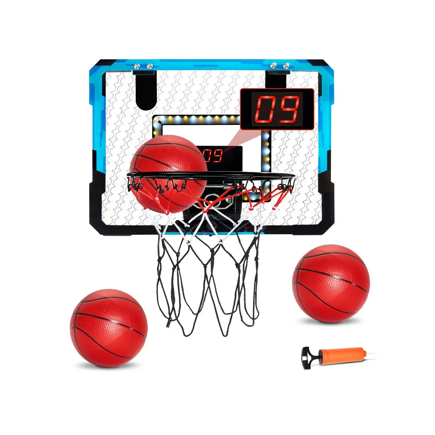 【DealsForYouDays】VEVOR Kids Basketball Hoop, Mini Basketball Goal with Electronic Scoreboard, Over The Door Basketball Hoop with Scoring & Music Accompaniment Functions, LED Light, Indoor Basketball Hoop for Kids 3+
