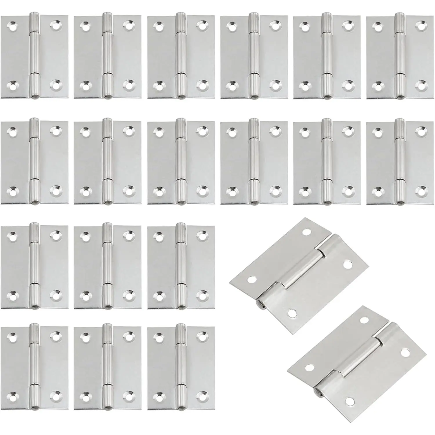 20 count Stainless Steel Folding Hinges 2 Inch Cabinet Door Hinge  Furniture Hardware  Hinge for Wooden Box, Door and Window, DIY Projects