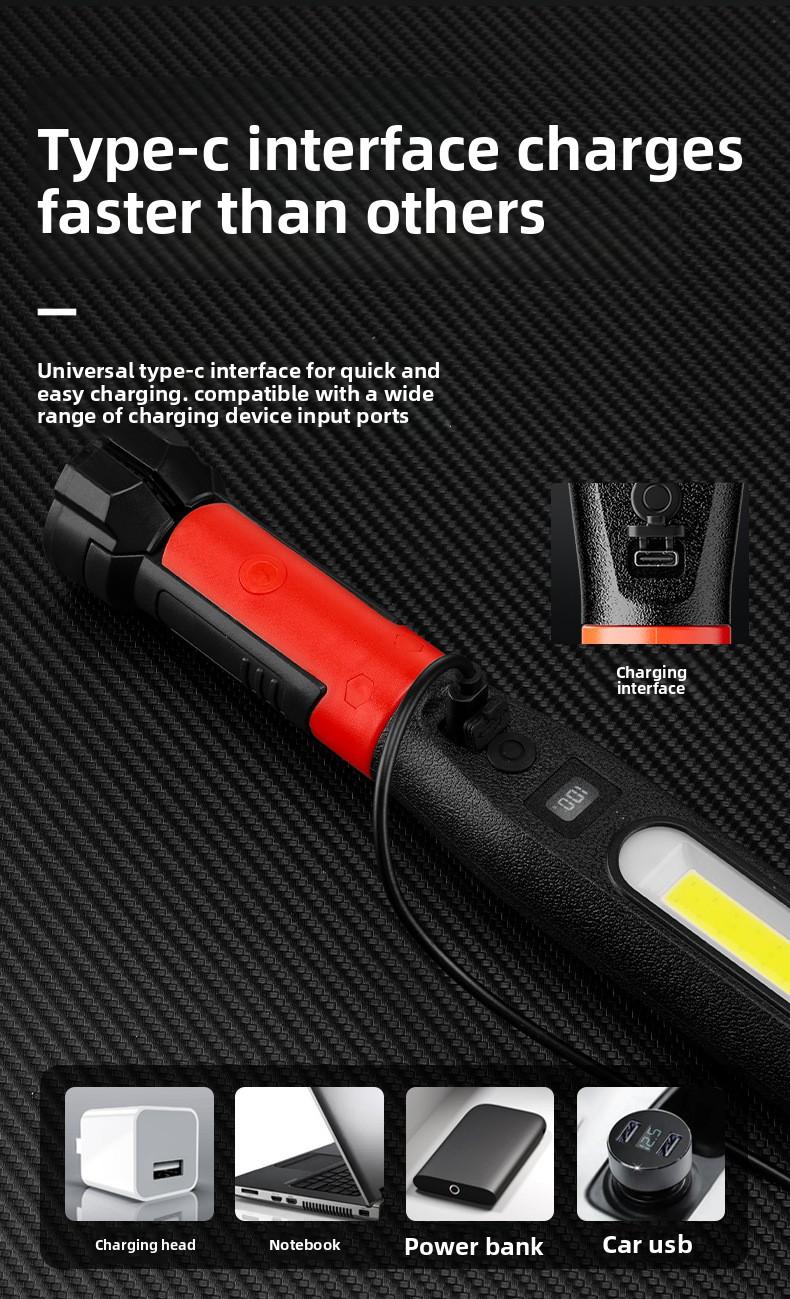 Professional Mechanic Work Light, Foldable Magnetic LED Shop Light for Garage, Hands-Free Under Hood Auto Repair Lamp, USB-C Fast Charging