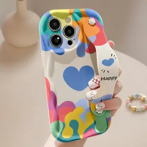 This heart-shaped phone case with wrist strap completely eliminates the worry of "slipping hands." Made of TPU material, it's suitable for iPhone 17/16/15/14/13/12/11/Xs/X/Plus/Pro/Max and can be given as a gift to friends, fami,Halloween,Horror,Character