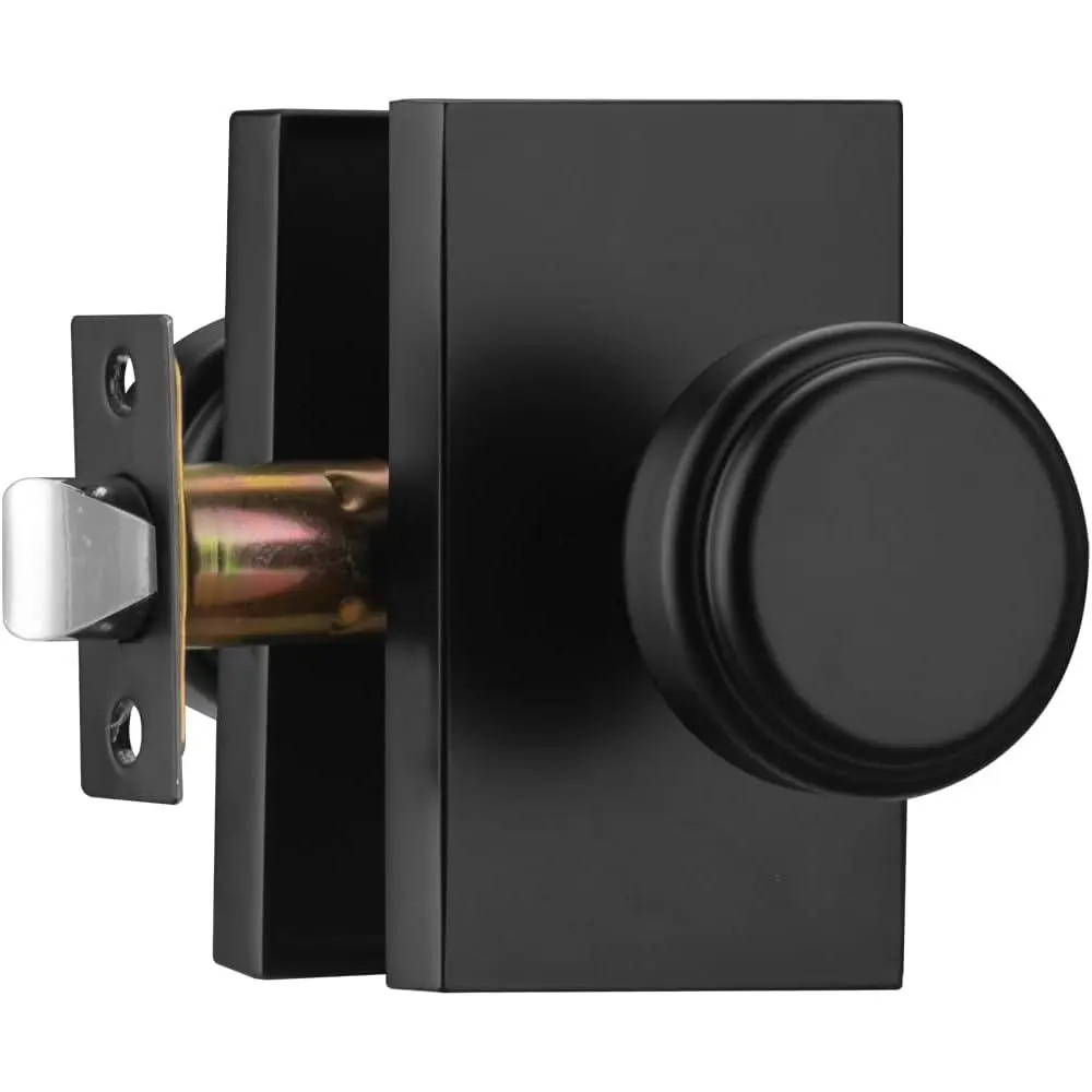 Black Interior Door Knobs with Non Locking for Hall | Zinc Rosette, Easy Install, Flexible Turn