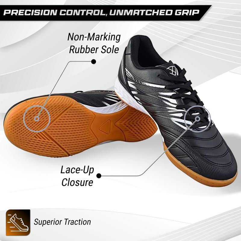 Vizari Indoor Soccer Shoes for Men and Women |   Lightweight Indoor Football Shoes with Synthetic Upper |   Non-Marking Rubber Outsole Cleats for Indoor Soccer and Futsal Surfaces
