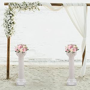 Wedding Roman Column 2pcs Roman Columns Wedding Column Stand,Wedding Landscaping Roman Pillar Plastic Greek Column Statue Plant Holder for Wedding Event Party Decorative, White Ornaments Decoration