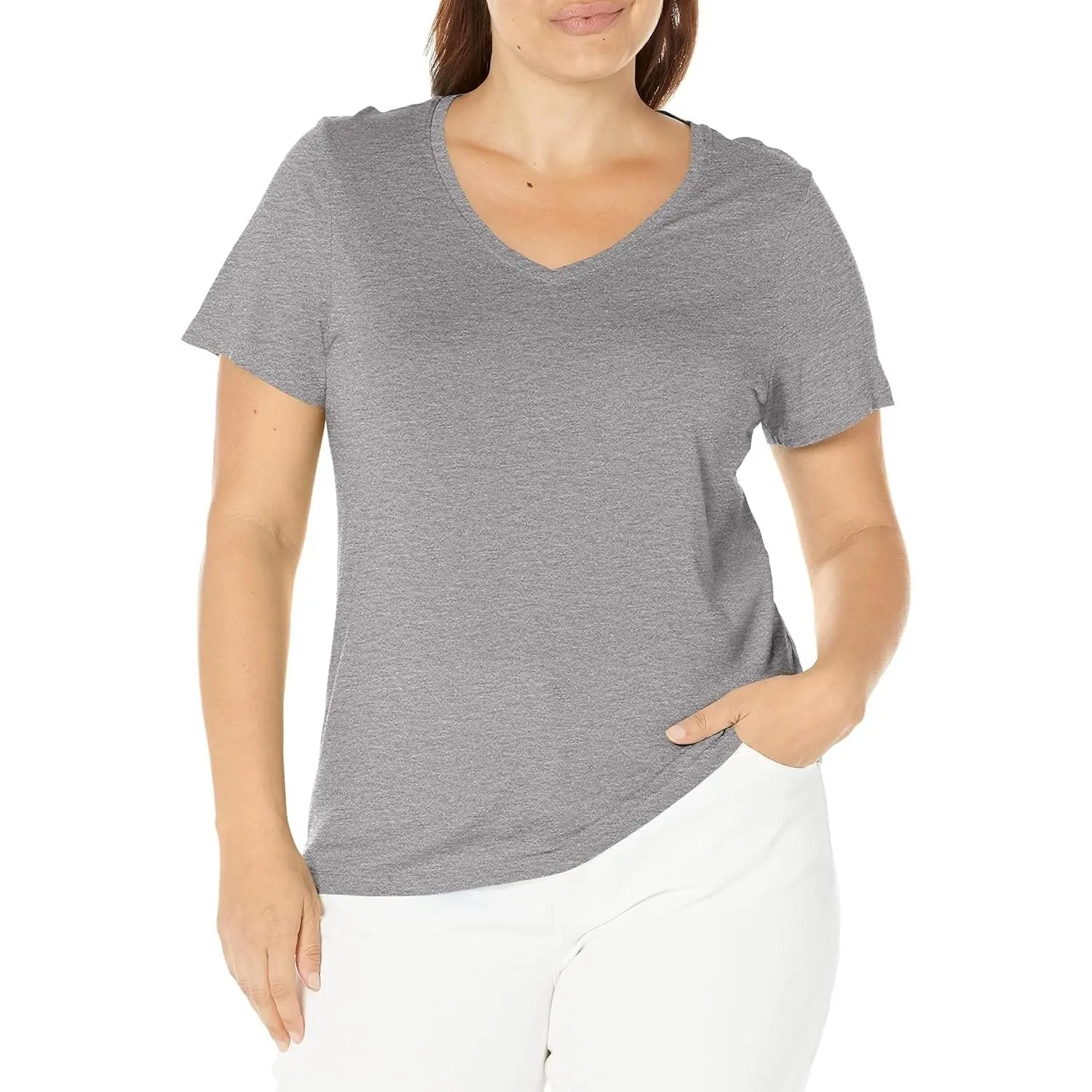 Womens Sleepwell Basic Short Sleeve V-Neck T-Shirt for Lounging Or Sleeping, Made with Temperature Regulating Technology