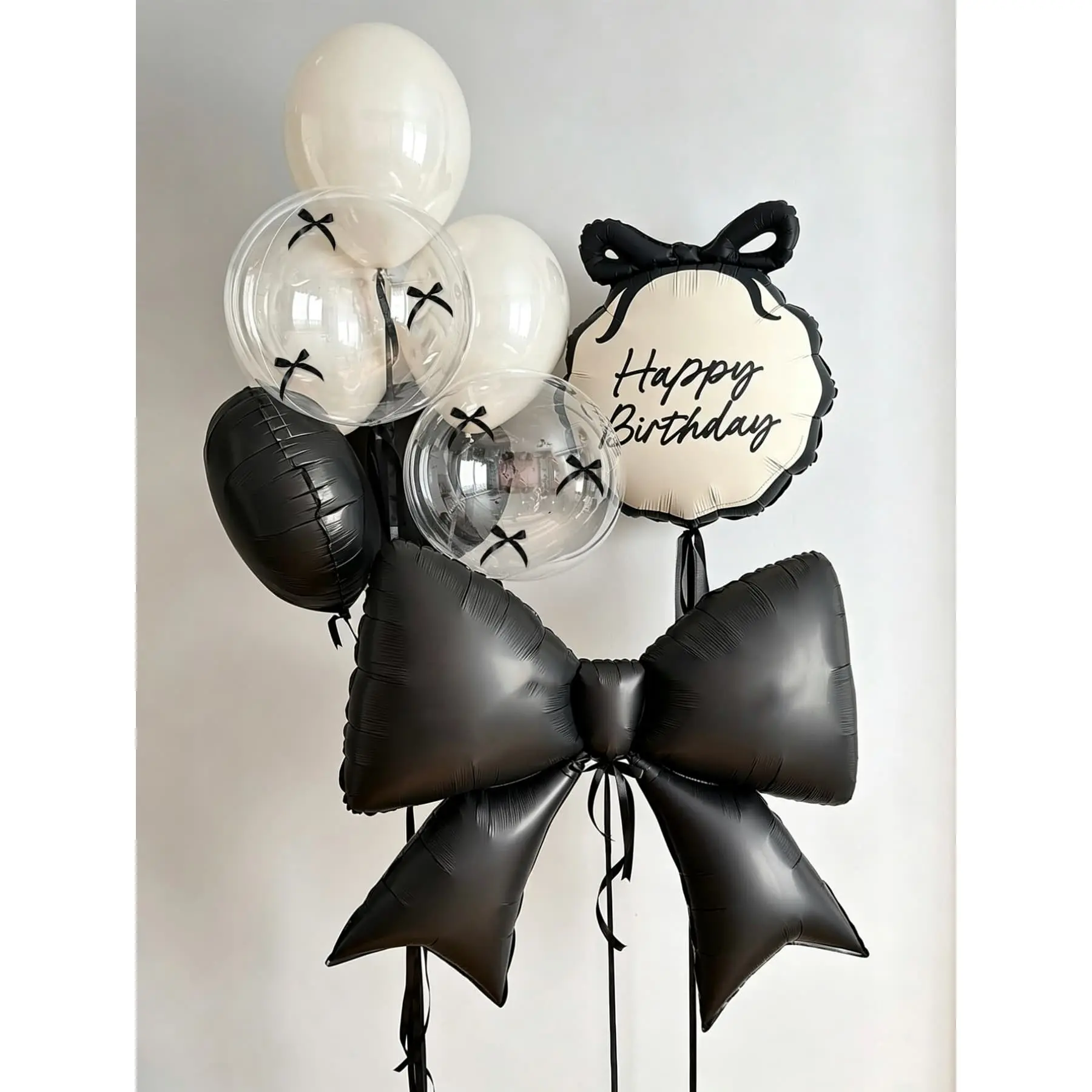 Bow Aluminum Foil Balloon Bouquet Set, Butterfly Napkins for Wedding, Engagement, Proposal, Girl's Minimalist Birthday Party Decor, Balloon Decorations