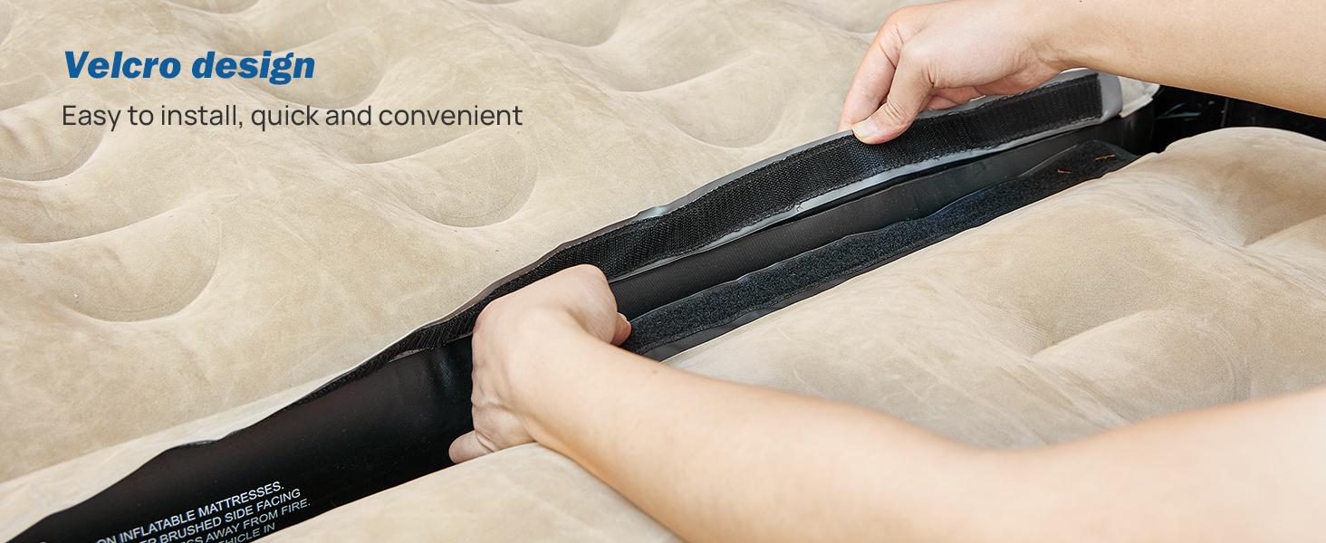 5.5-5.8Ft Truck Bed Air Mattress with Removable Tailgate Extension,Thickened Inflatable Full Size Short Truck Beds, with Air Pump&2 Pillows,Camel&Black