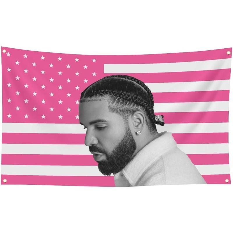Rapper Drake Pink America Flag  Funny Tapestry For Decorate Clubs Concerts Bars University Dormitories Living Rooms Bedrooms,with   Brass Grommets for Easy Hanging Decoration Gift
