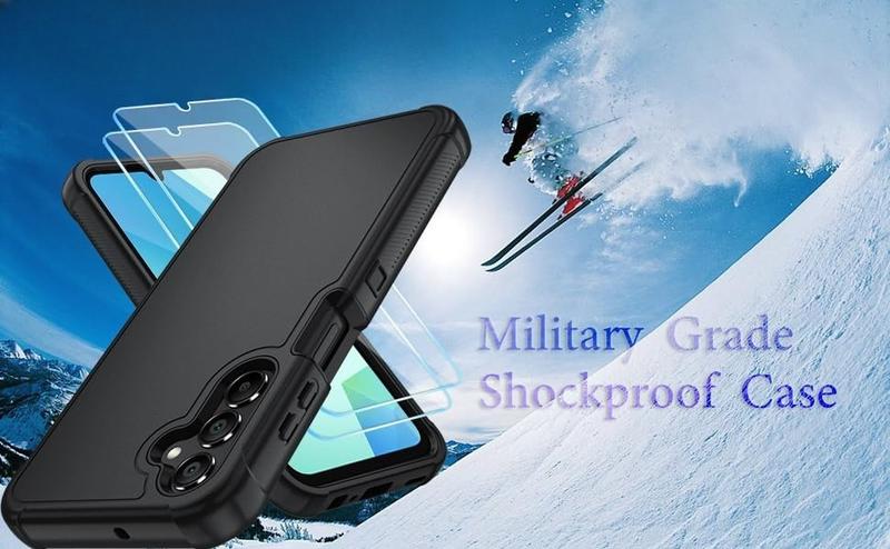 P-PCS018  for Samsung Galaxy A16 5G Case : 3-Layer Shockproof Phone Cover with HD Screen Protector,Hybrid Protective Military-Grade Drop Protection for Galaxy A16 5G Phone Case (Black/Black)