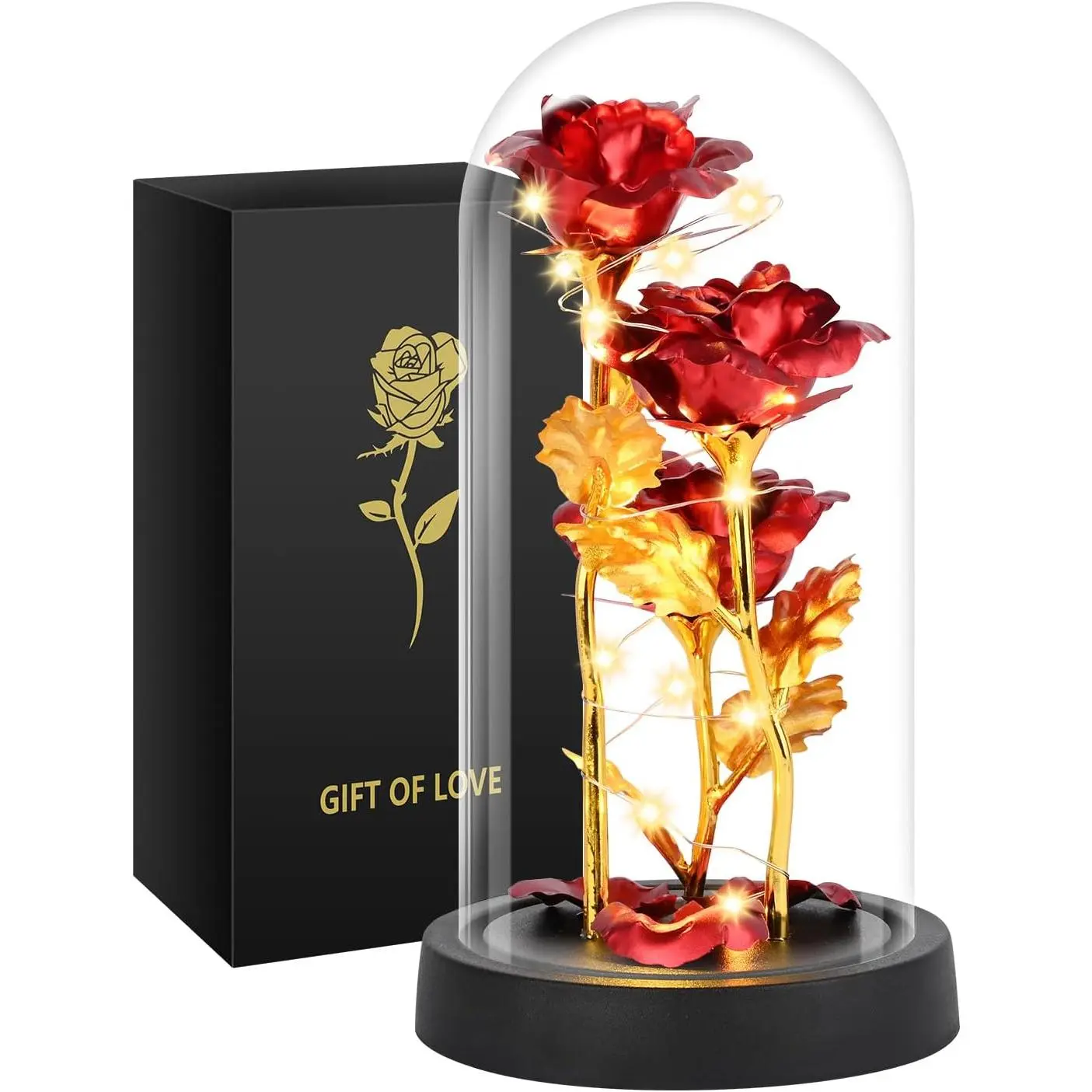 Day Mom Gifts for, Gift for for Mom Wife Girlfriend, Light Up Rose in A Dome, Rose Gifts for Valentines, Day, Day (Red)