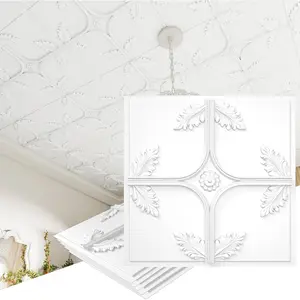 24 PCS 2x2FT Cross Leaf Decorative Ceiling Tiles 24x24Inch 3D Modern Minimalist PVC Waterproof Cuttable Ceiling Panels Ideal for Living Room Bedroom Cover 96 Sq.Ft