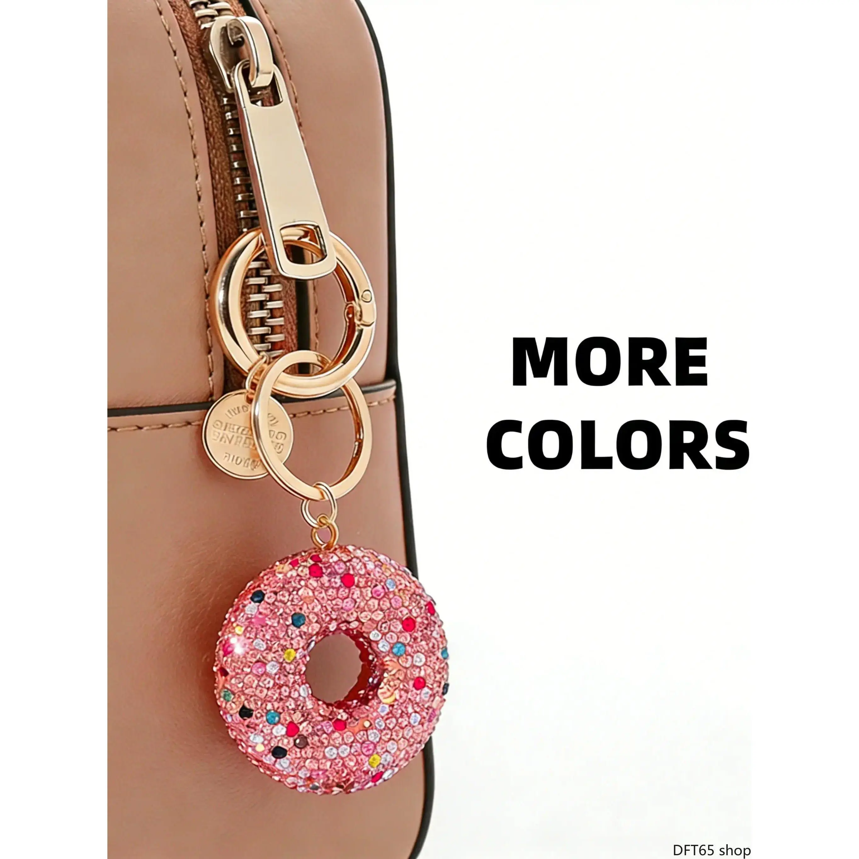 Sparkling Rhinestone Donut Bag Charm, Cute Lightweight Keychain for Women and Kids, Decorative Car Accessory, Car Accessories, Purse Accessories Charm, Sparkly Bag Charm