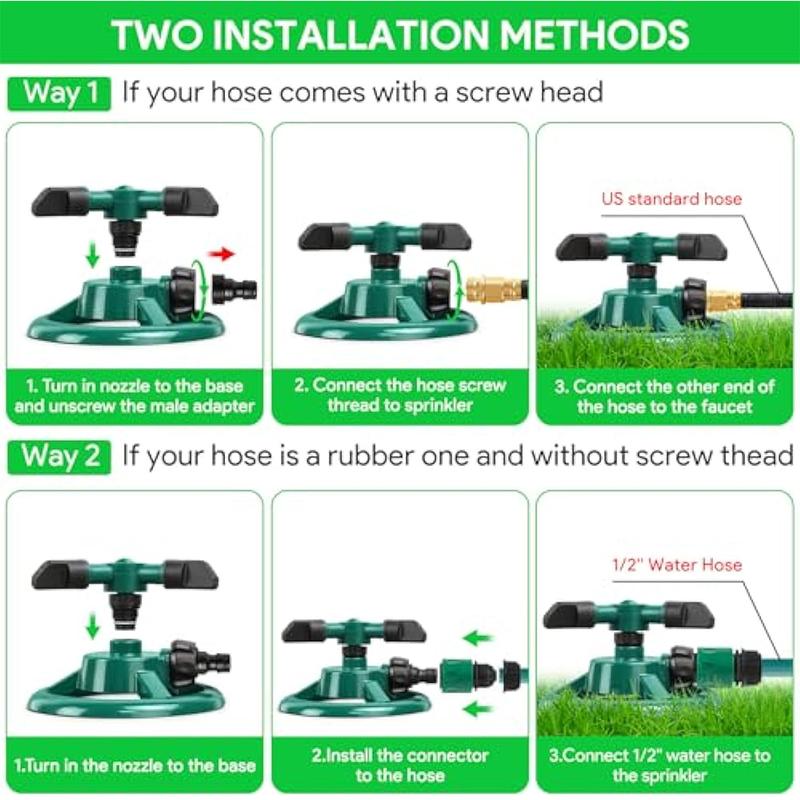360 Degree Rotation Lawn Sprinkler, Automatic Garden Water Sprinkler, Lawn Irrigation System, Large Area Coverage Rotation Sprinkler, Outdoor Spray, Watering, Sprinklers for Yard, Watering Systems