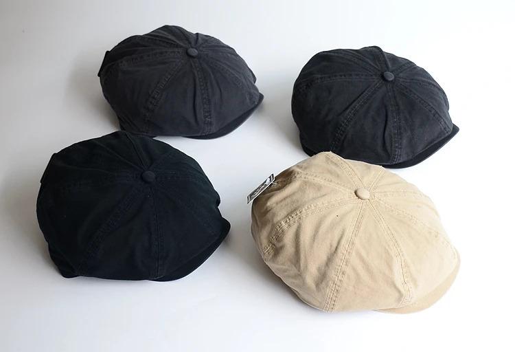 Men Big Head Newsboy Cap Peaky Hat Vintage Casual Cotton Cap Solid Berets England Visor Big Gatsby Flat Hat Detective Hats