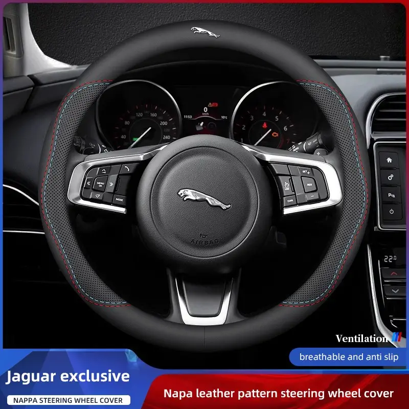 Car Leather Steering Wheel Cover Anti-slip Accessories For Jaguar F-Pace F-Type XF XJ XE I-Pace E-Pace XEL XFL S-Type XFR XKR X-Type
