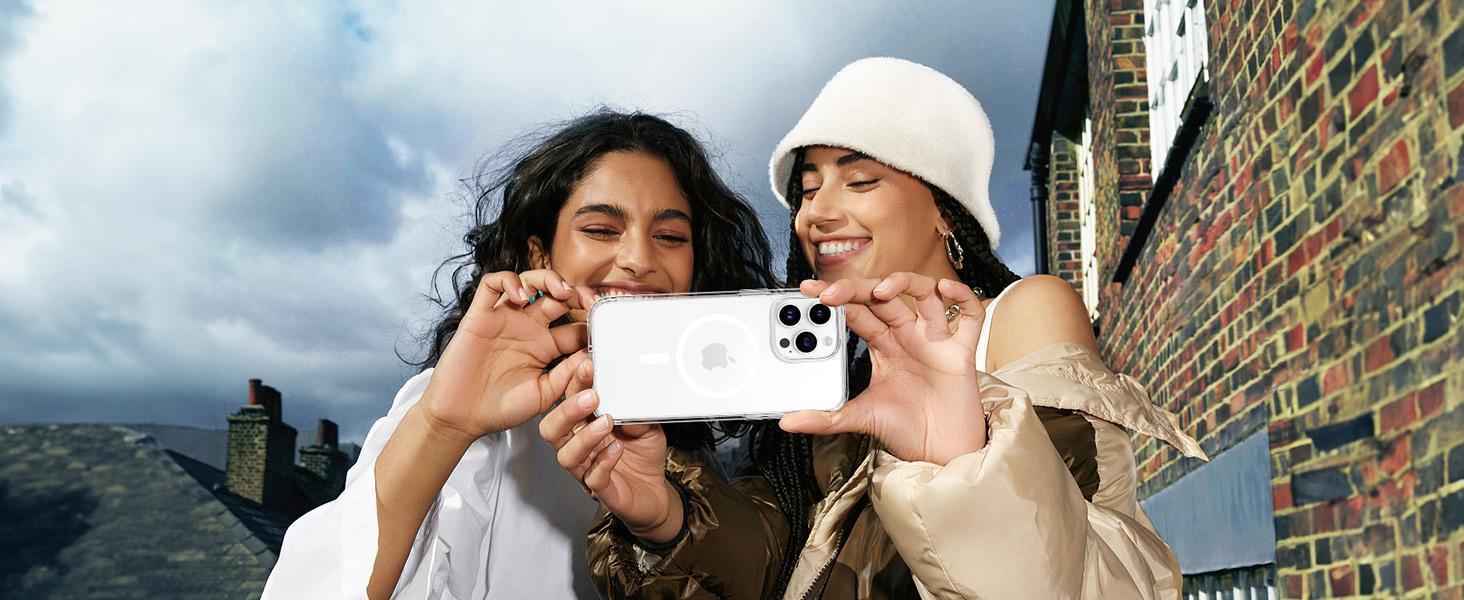 Magnetic Case for iPhone 12 & iPhone 12 Pro 6.1 inch-Compatible with MagSafe & Magnetic Car Phone Mount,Not Yellowing Anti-Scratch (Clear)