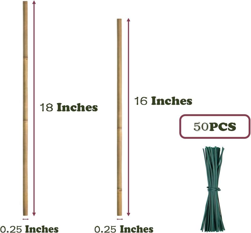 50 count  Stakes,  Stakes,Garden Stakes for Indoor and Outdoor , Poles Sticks for Tomatoes,Beans,,Trees Potted and Climbing -18 inches
