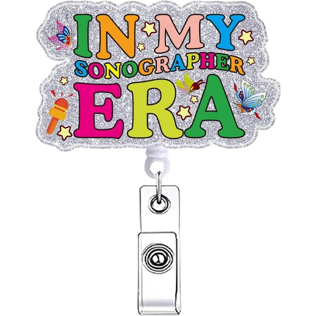 Funny in My Sonogra  Badge Reel Retractable Cute Nurse Gifts  Badge Holder with  Clip CNA Fun Healthcare RN LPN Badge Clip Nurse Accessories for Work   ID Card