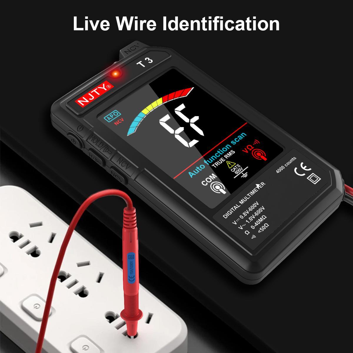 NJTY T3 Smart Digital Multimeter, High Precision Tester, Auto‑Ranging Multimeter for Measuring Voltage and Resistance, Rechargeable Multimeter with Live Wire Recognition, AC Voltage Tester #GLOBAL PICKS