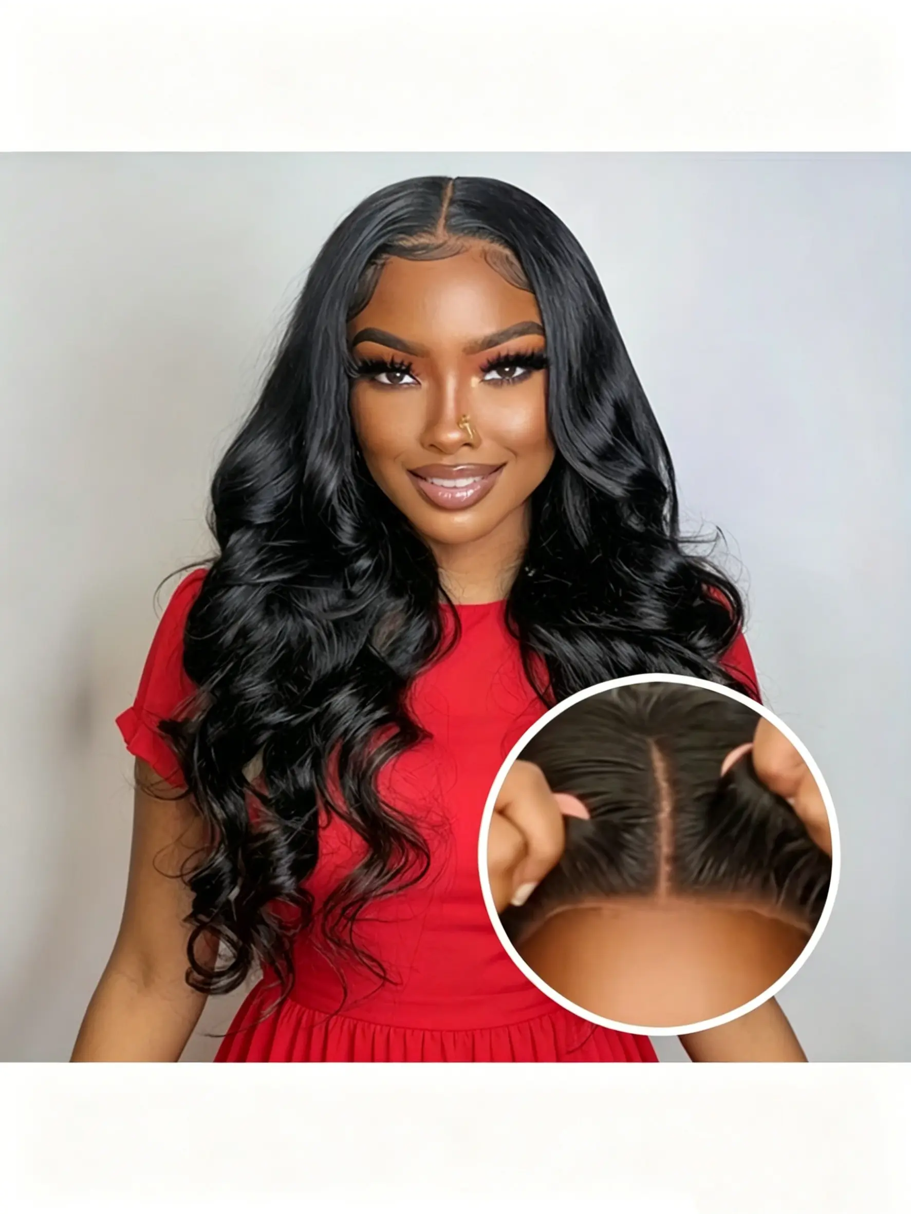 180% Glueless Wear and Go Preplucked Human Hair Body Wave 5x5 Transparent Closure Wig