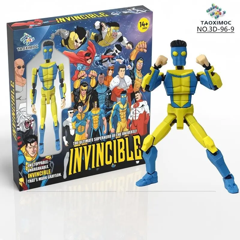Pre‑Assembled 3D Printed Invincible Mark Grayson Figure, Posable Movable Jointed Splicing Desktop Ornament, Superhero Collectible Toy Gift Box for Desk Decoration