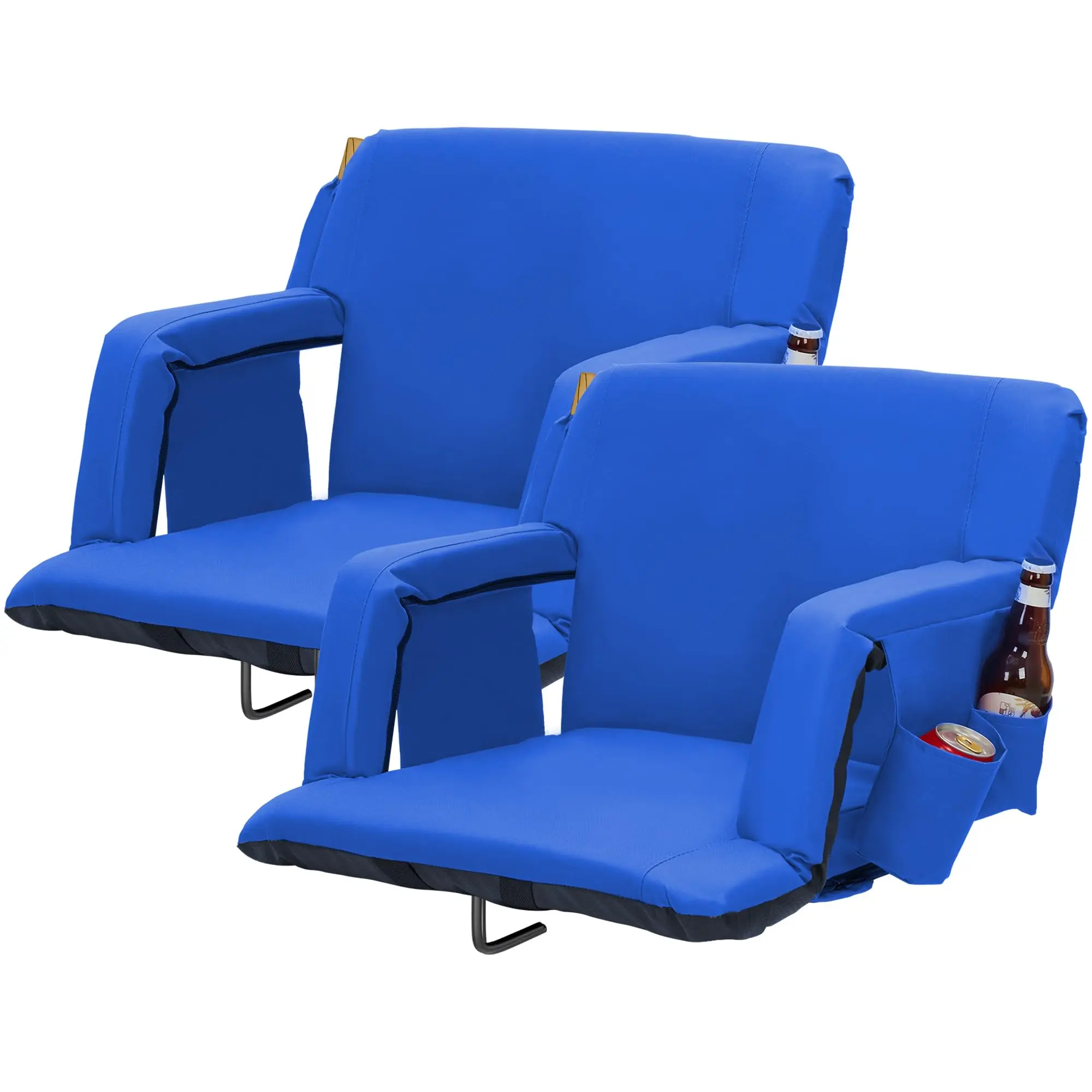 GARVEE Extra Wide 20" Stadium Seat with Back Support, Reclining Bleacher Chair Featuring 6-Position Adjustable Padded Seat, Cup Holder, Storage Pockets, and Backpack Straps for Sports Events and Concerts