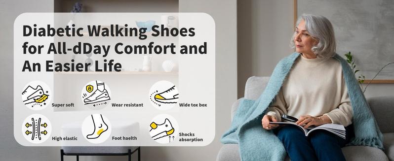 Women Diabetic Shoes with Wide Toe and Adjustableclosure Comfortable Easy On/Off for Walking Lightweight and Breathable
