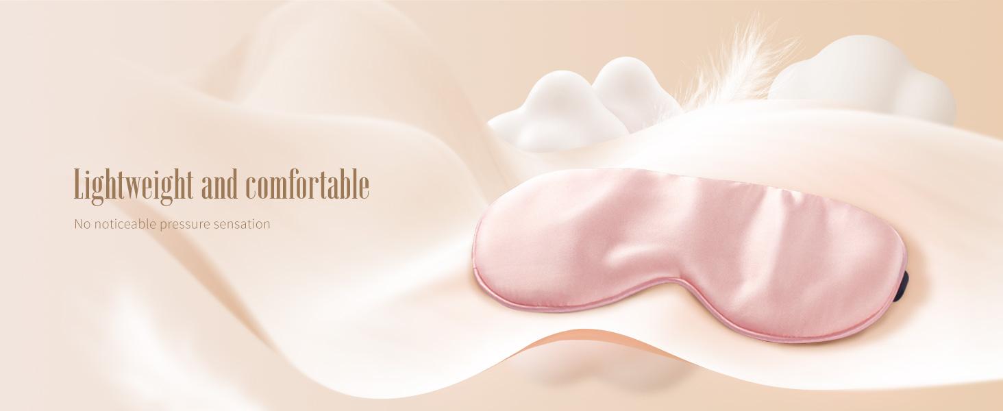 BY-A105 Luxury 100% Mulberry Silk Sleep Mask for Women | Adjustable Blackout Eye Mask with No Pressure Design | Soft Breathable Organic Silk Fabric | Perfect Travel Essentials & Gift (Pink)