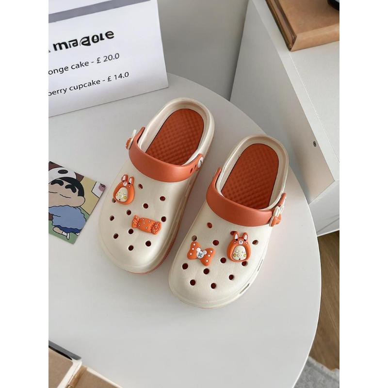 (New)Women's Cute Cartoon Charms Clogs, Casual Comfortable Breathable Platform Non-slip Clogs, Fashionable Shoes for Indoor & Outdoor Wear