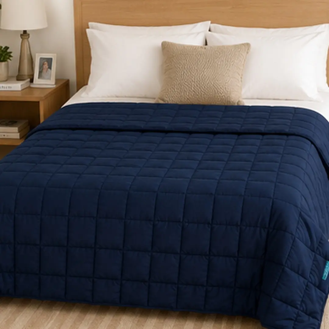 ARCH 20-Pound Weighted Blanket Queen Size 60x80 Inches Navy Blue 100% Cotton Breathable 7-Layer Construction with Glass Beads for Stress Relief and Better Sleep Machine Washable Cooling Weighted Blanket for Adults, Navy Blue Color Options