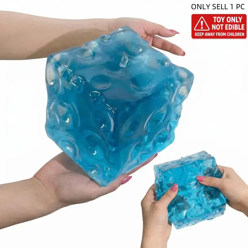 Giant Jelly Cheese Cube Squishy Toy, Squishy Fidgets, Jumbo Transparent Moldable Squeeze Fidget Toy, No-Rebound Sensory Stress Relief Desk Toy
