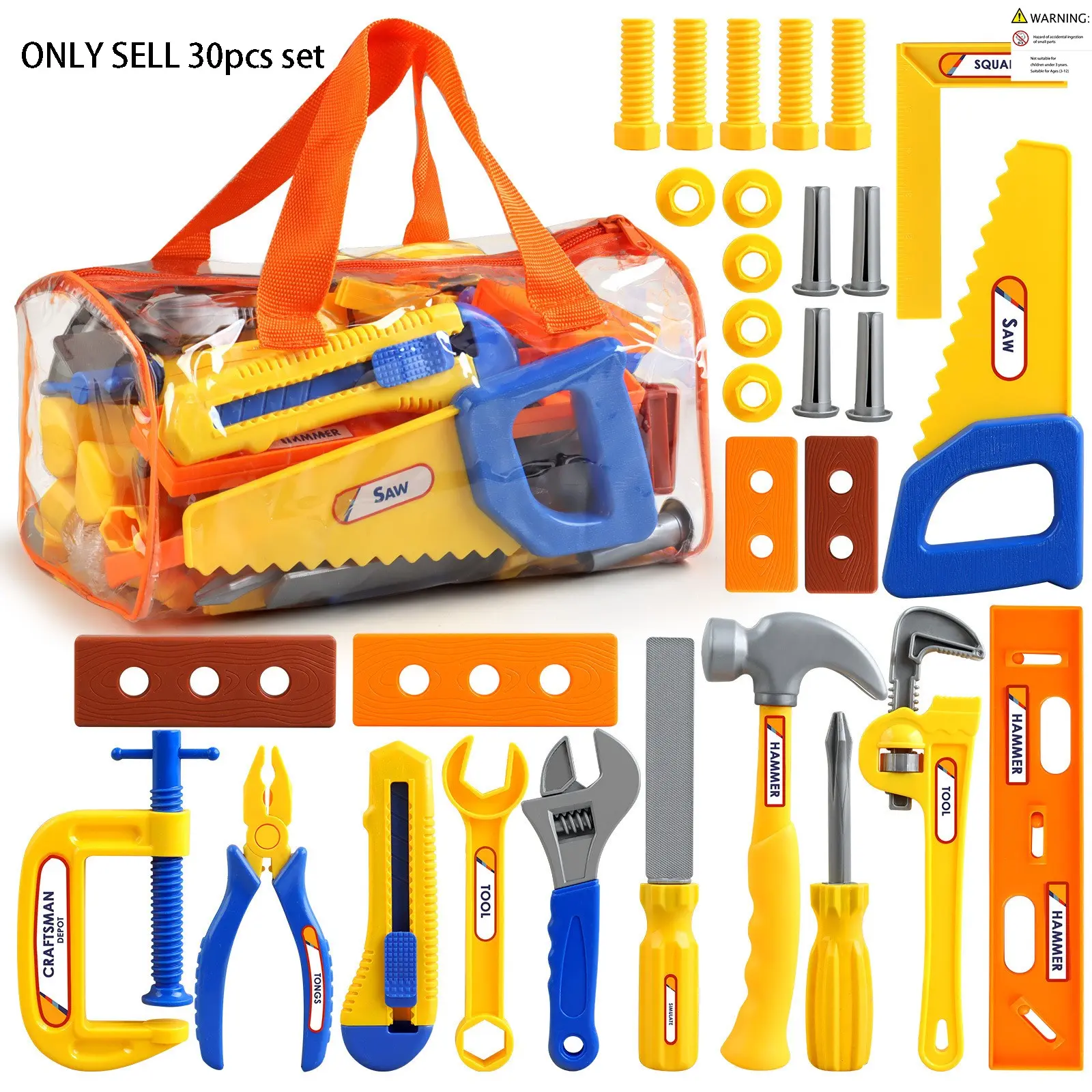 Screwdriver Repair Tool Set, 30-Piece Role-Playing Pretend Playset Toy Kit, Large Size with Storage Bag, Perfect for Pretend Play