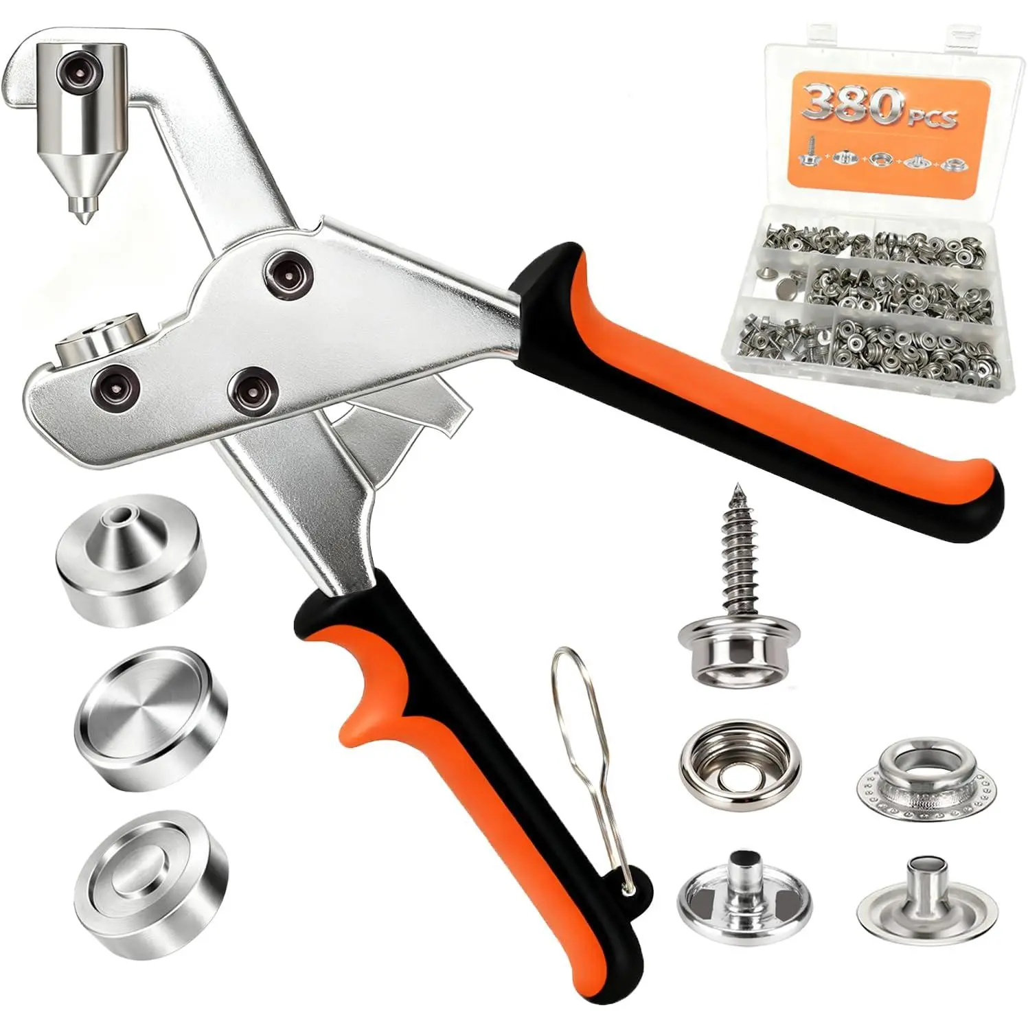 GJANSH Heavy Duty Snap Fasteners Kit & Snap Fastener Tool with 100 Sets 15mm Boat Cover Snaps - Professional Canvas Snap Button Kit for Boat, RV, Tarp & Canvas Repair