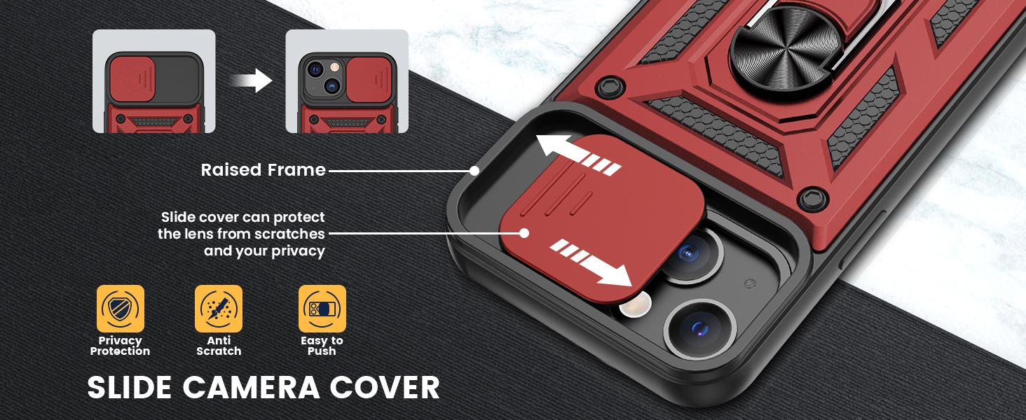 Phone cases for iPhone 17 Pro Max Case 16 15 14 13 12 11 Pro Max Plus with Slide Camera Cover, Built-in 360 °   Rotate Ring Stand Magnetic Cover case for iPhone 17 Pro Max