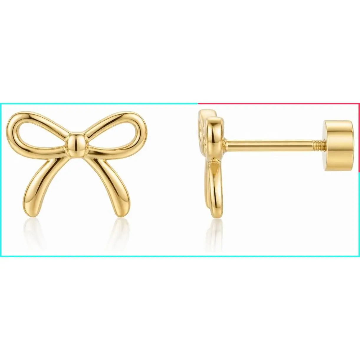 Bow Stud Earrings for Women Titanium Flat Back Screw Back Earrings Jewelry Gifts